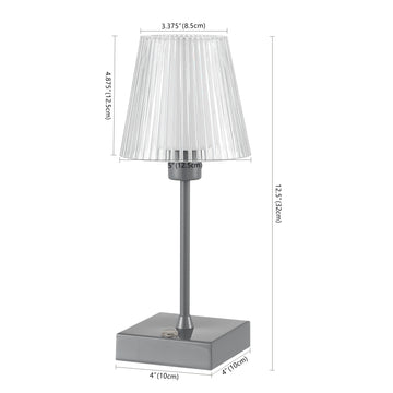 Oscar 12.5" Modern Industrial Rechargeable/Cordless Iron/Acrylic Integrated LED Table Lamp with Ribbed Shade